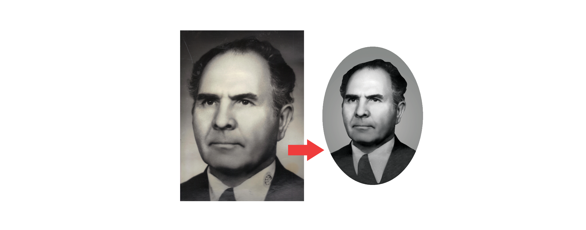 На данном снимке попросили исправить дефекты и дорисовать пиджак.